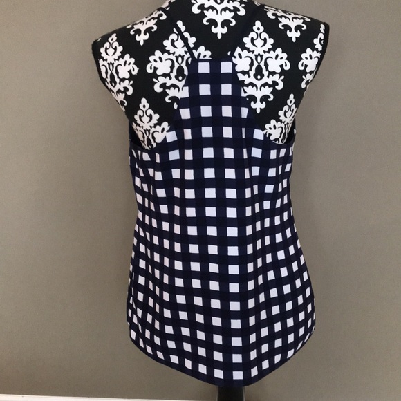 🍌 Navy black and white checked camisole fully lined. - Picture 5 of 12